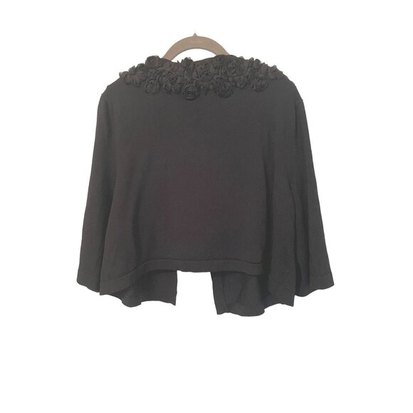 Alfani Bolero Shrug Dressy Rosette Collar Button Black XL 3/4 Sleeve - Picture 2 of 3